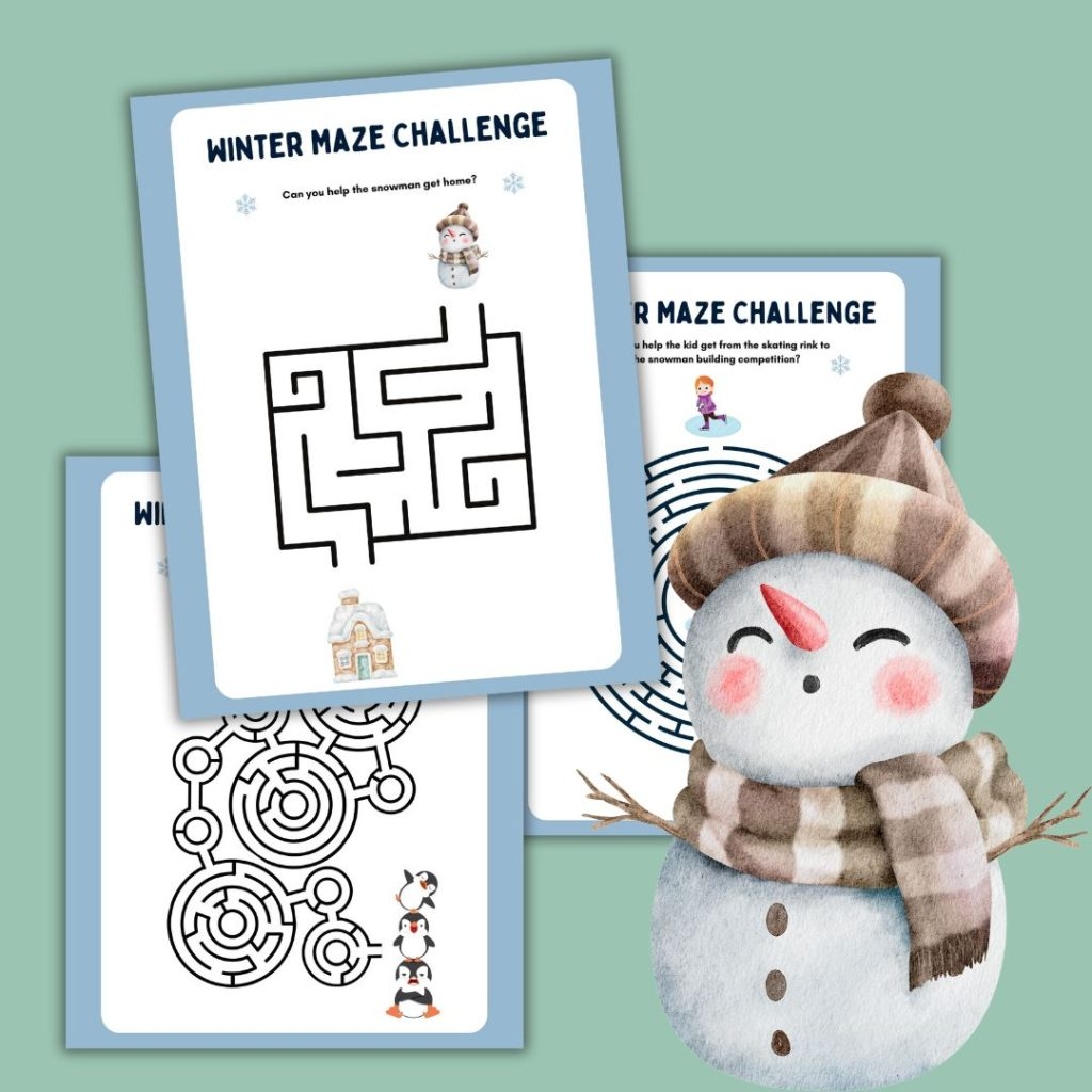 Free Winter Maze Worksheet Bundle Kindling Wild