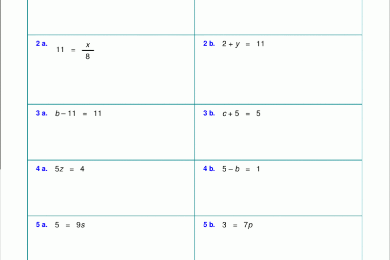 Free Printable Worksheet On Solving Equations