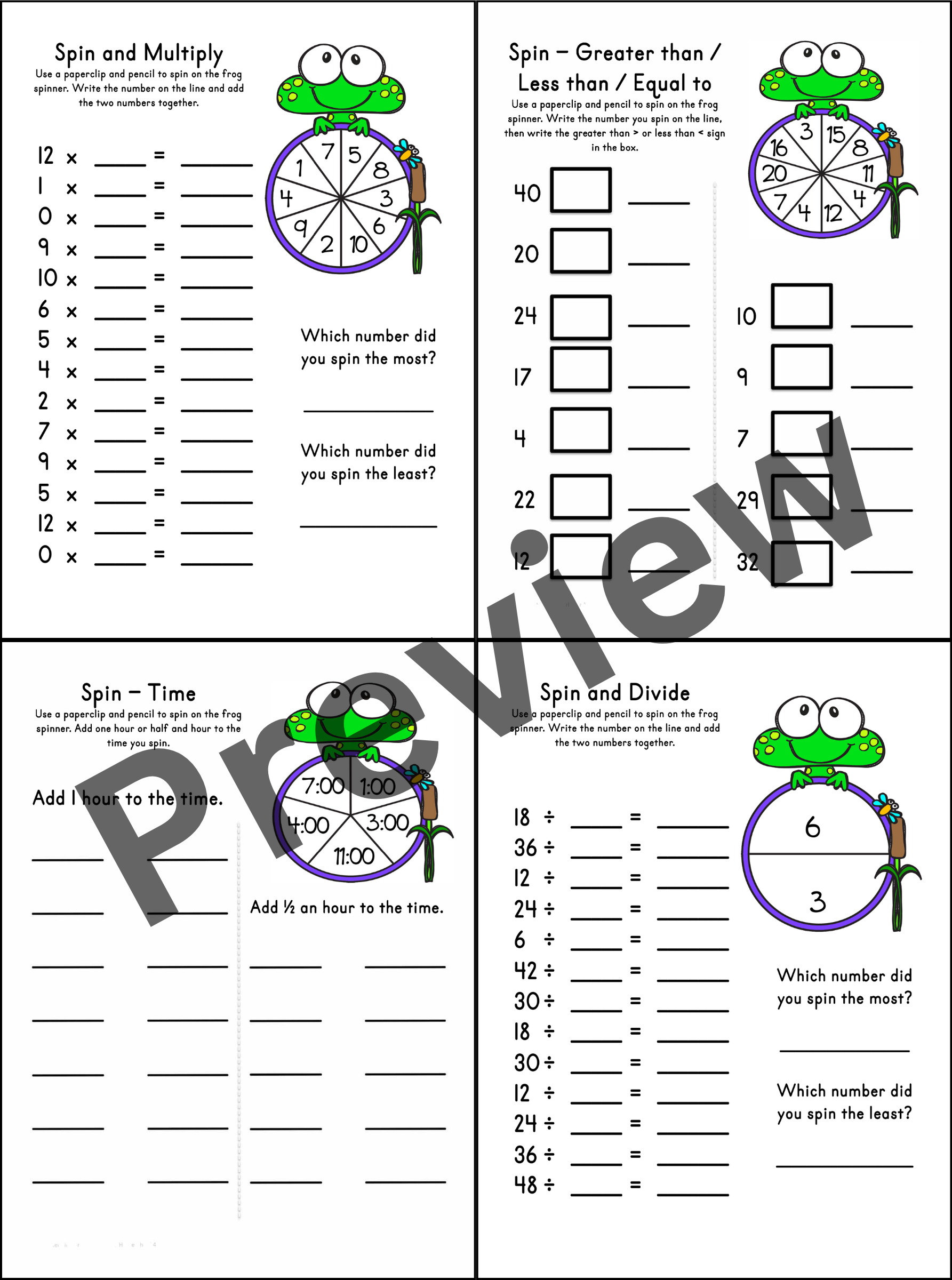 Frog Math Fun Worksheets Multiplication Division And More 