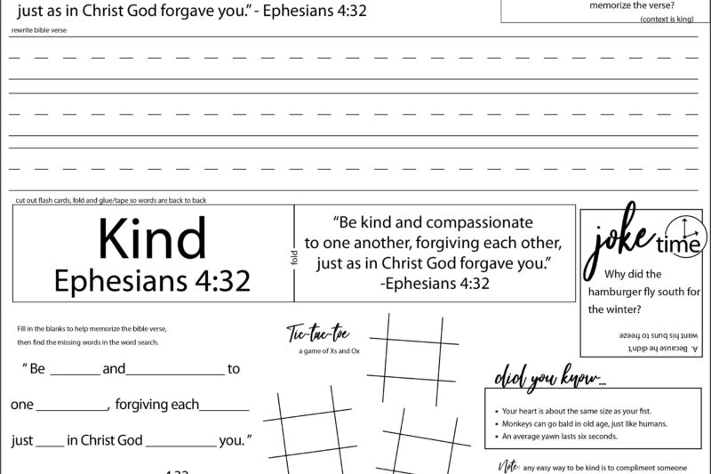 Preschool Bible Printable Worksheets