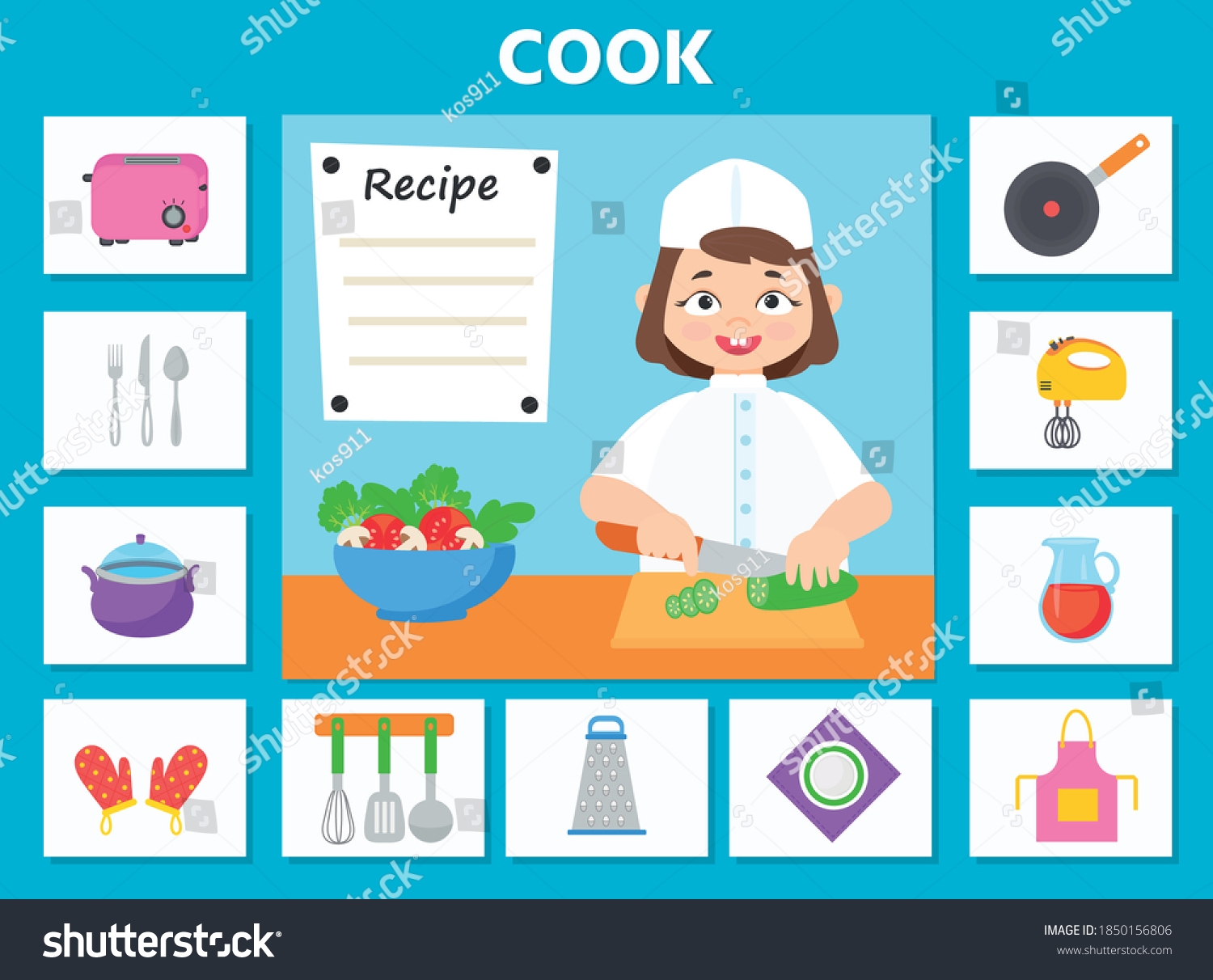Game Kids Cook Cards Preschool Worksheet Stock Vector Royalty Free 1850156806 Shutterstock