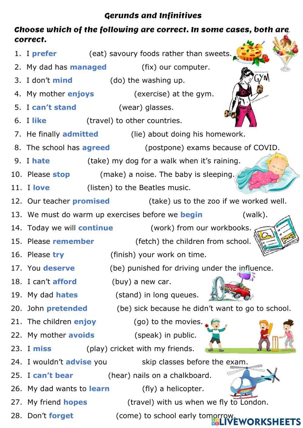 Gerunds And Infinitives Denise Pienaar Live Worksheets Library Gerunds And Infinitives Denise Pienaar Live Worksheets Library