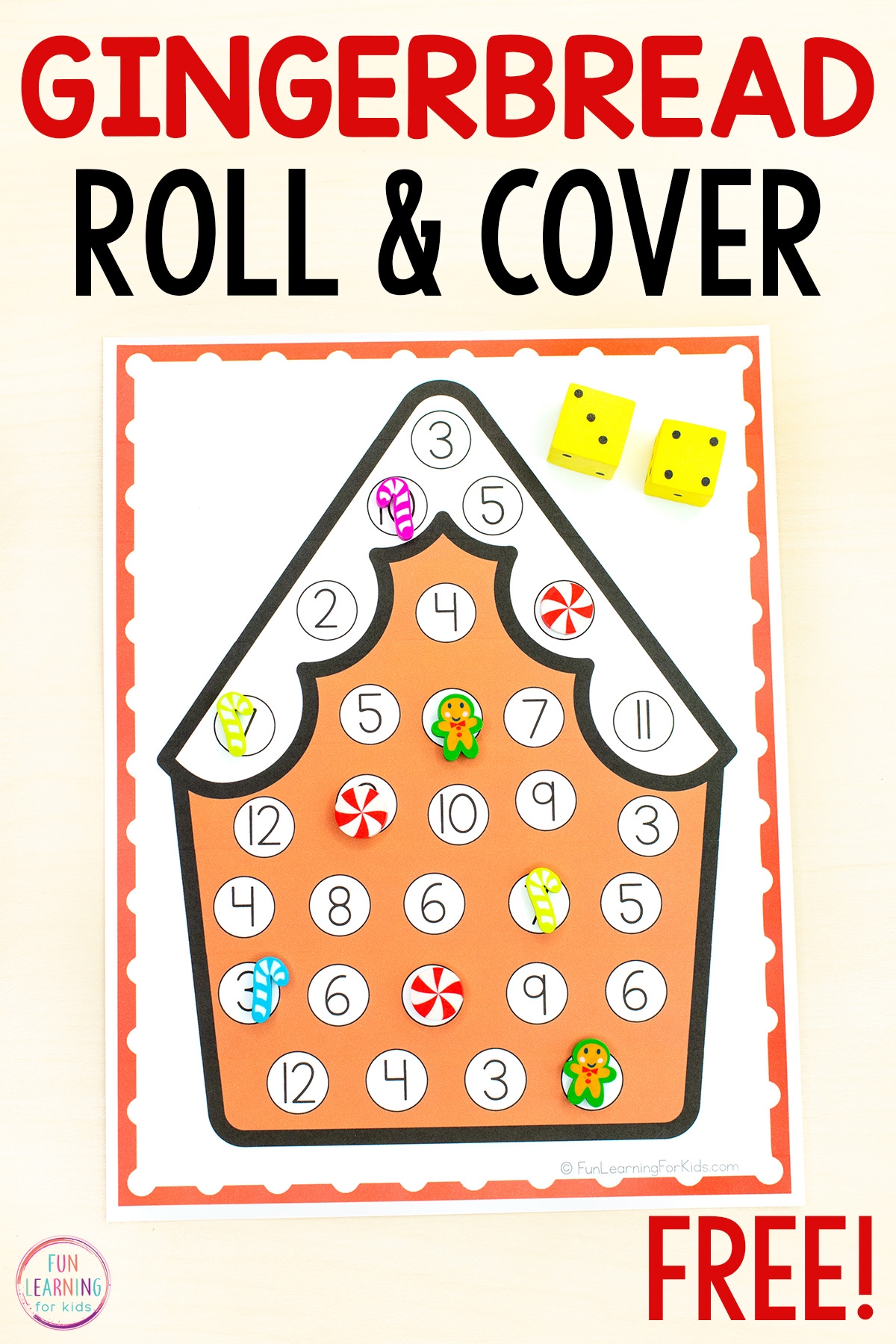 Gingerbread Roll And Cover The Number Mats Free Printable