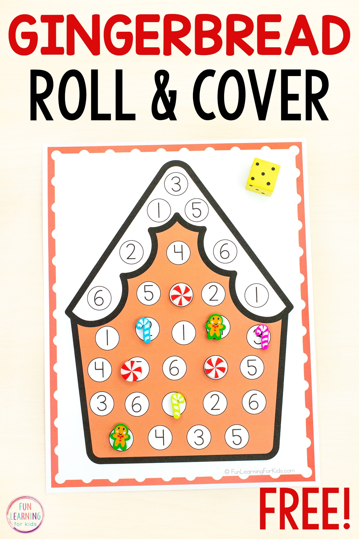 Gingerbread Roll And Cover The Number Mats Free Printable