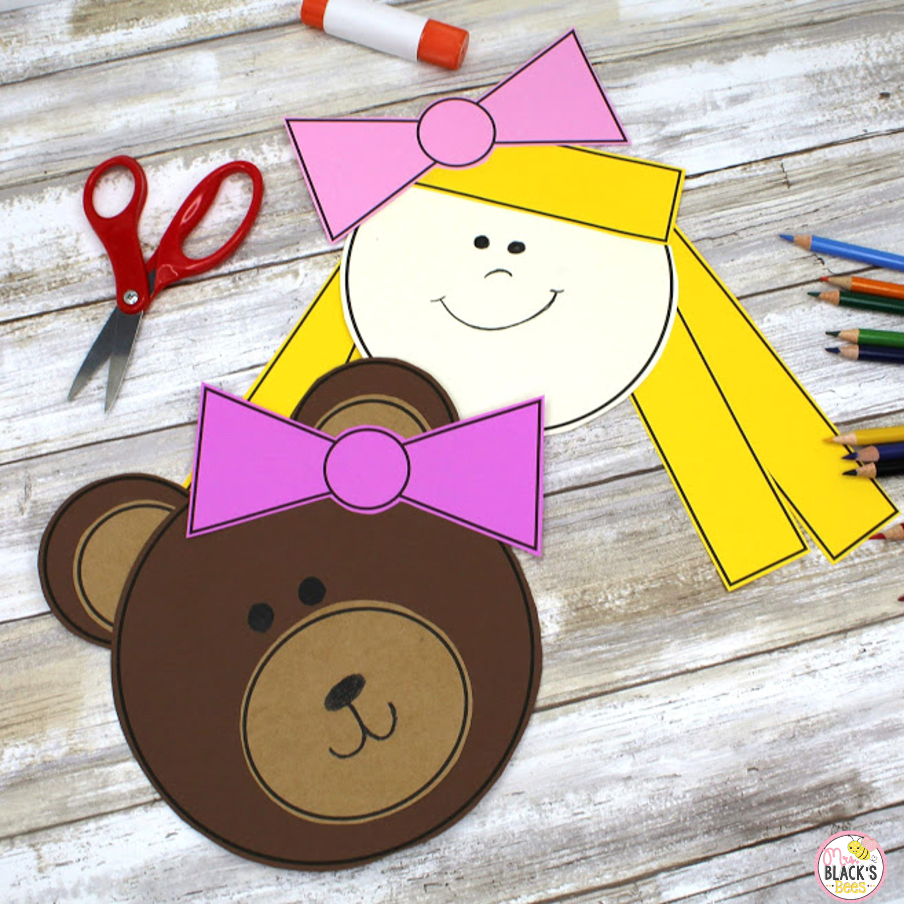 Goldilocks And The Three Bears Crafts And Printables Mrs Black s Bees