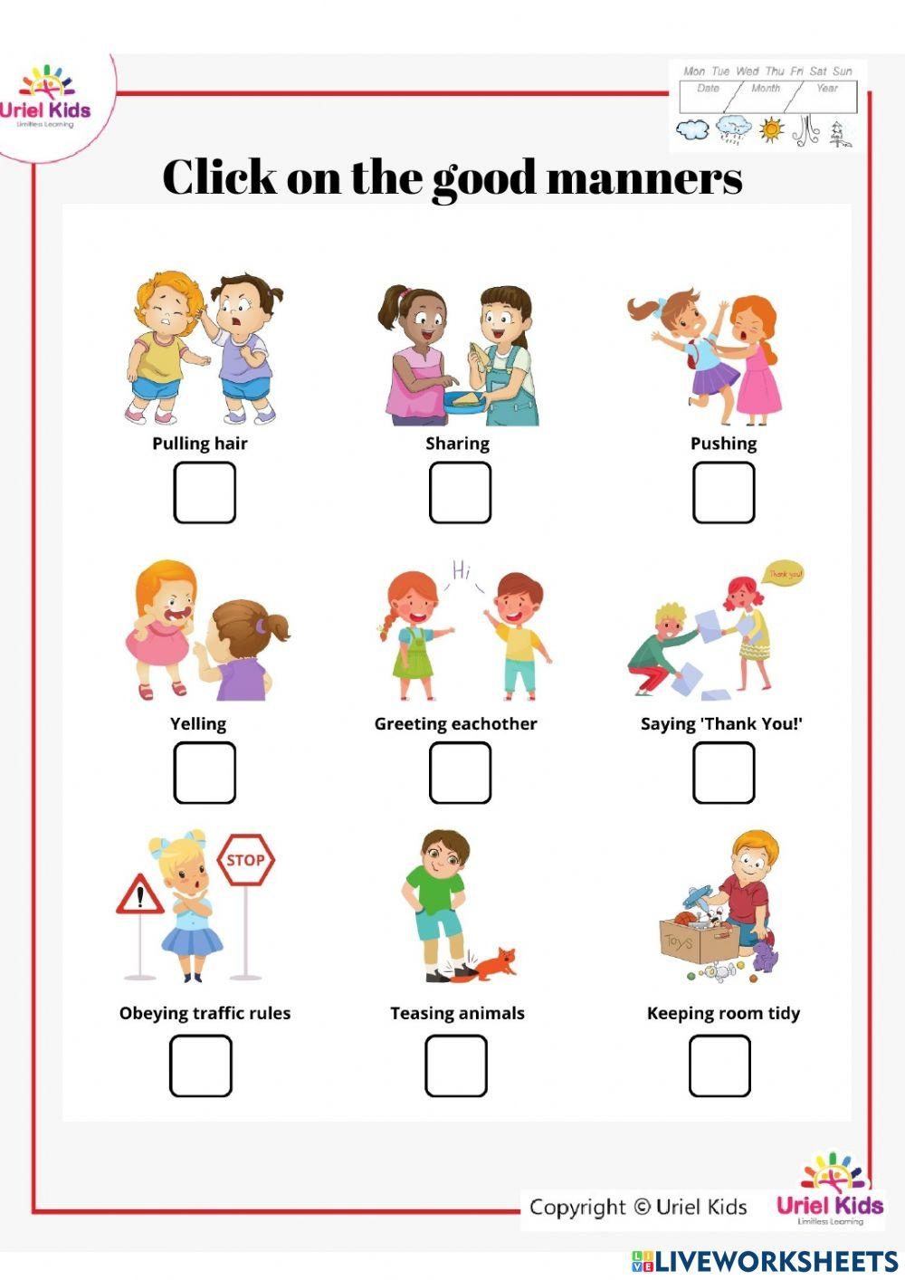 Good Manners Online Exercise For Live Worksheets Worksheets 