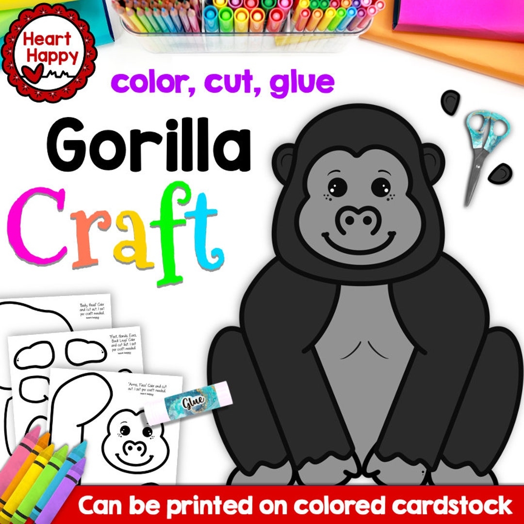 Gorilla Craft Kids Printable Craft Template Zoo Animal Craft 