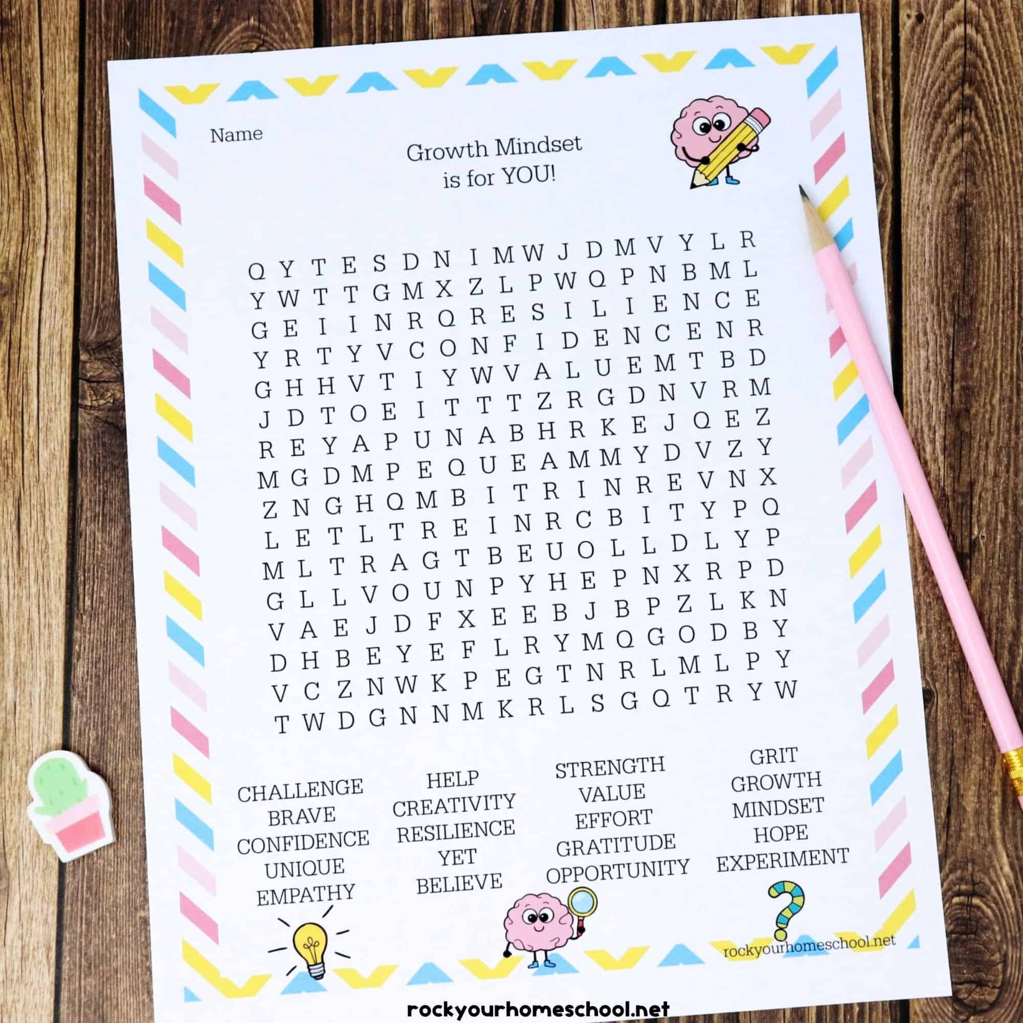 Growth Mindset Word Search With Fun Ideas For Using Free Rock Your Homeschool