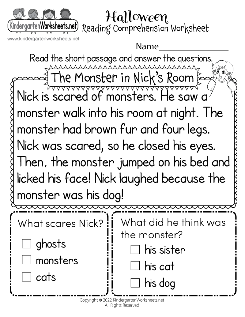 Halloween Reading Comprehension Worksheet Free Printable