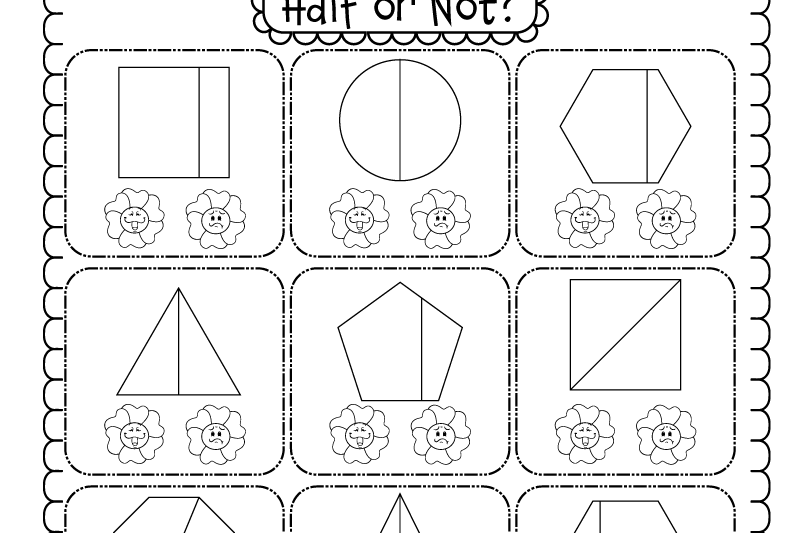 Kindergarten Math Worksheets Halves