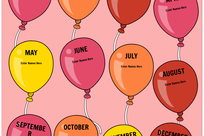 Preschool Birthday Chart Printable