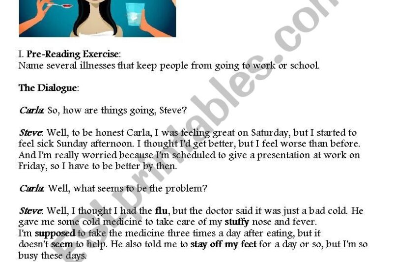 Health Problems Reading Comprehension Worksheets Pdf