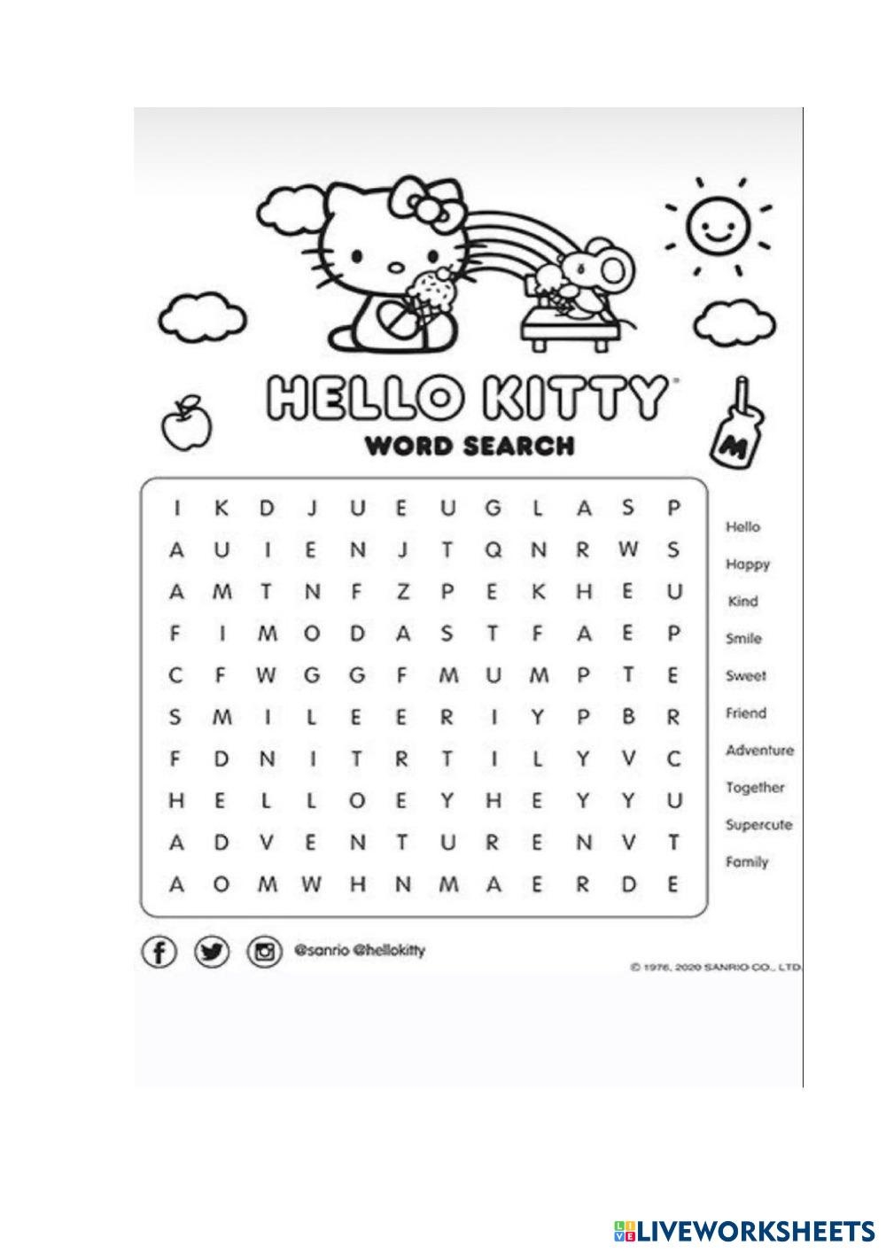 Hellokitty Worksheet Live Worksheets Worksheets Library