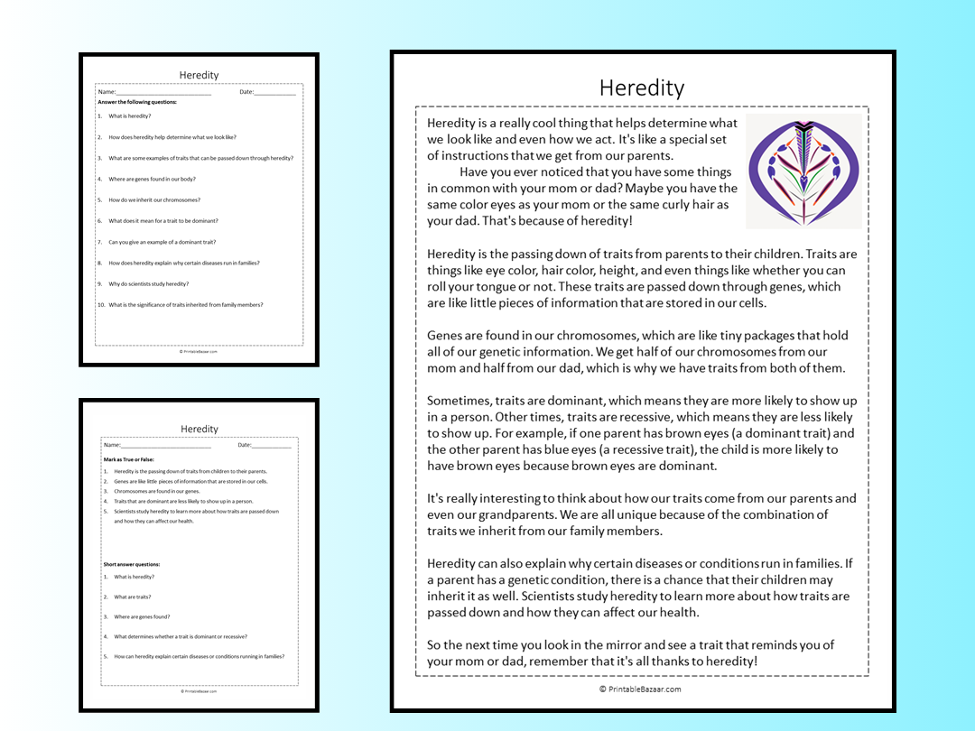 Heredity Reading Comprehension Passage Printable Worksheet Teaching Resources Heredity Reading Comprehension Passage Printable Worksheet Teaching Resources