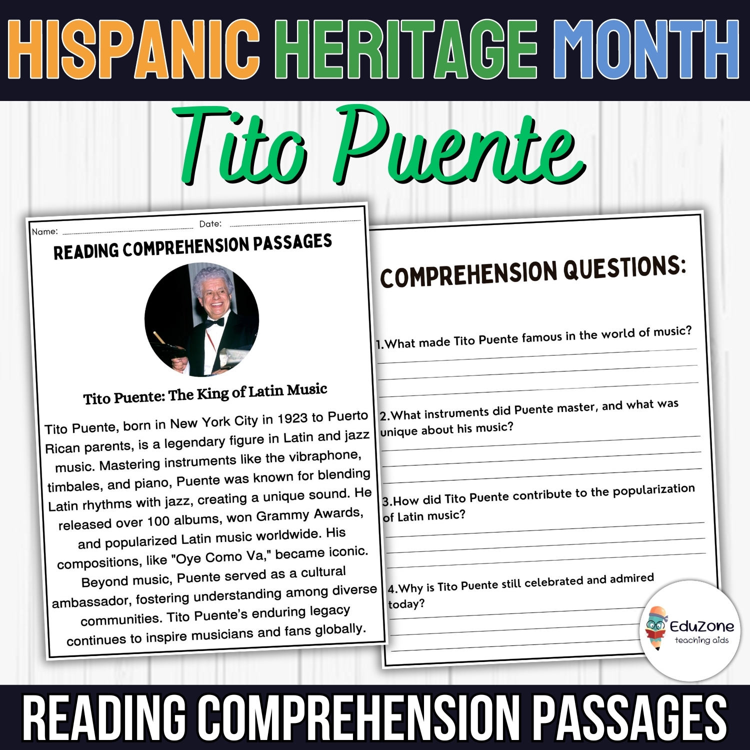 Hispanic Heritage Month Tito Puente Reading Passage The Maestro 