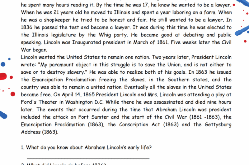 History Reading Comprehension Worksheets Pdf