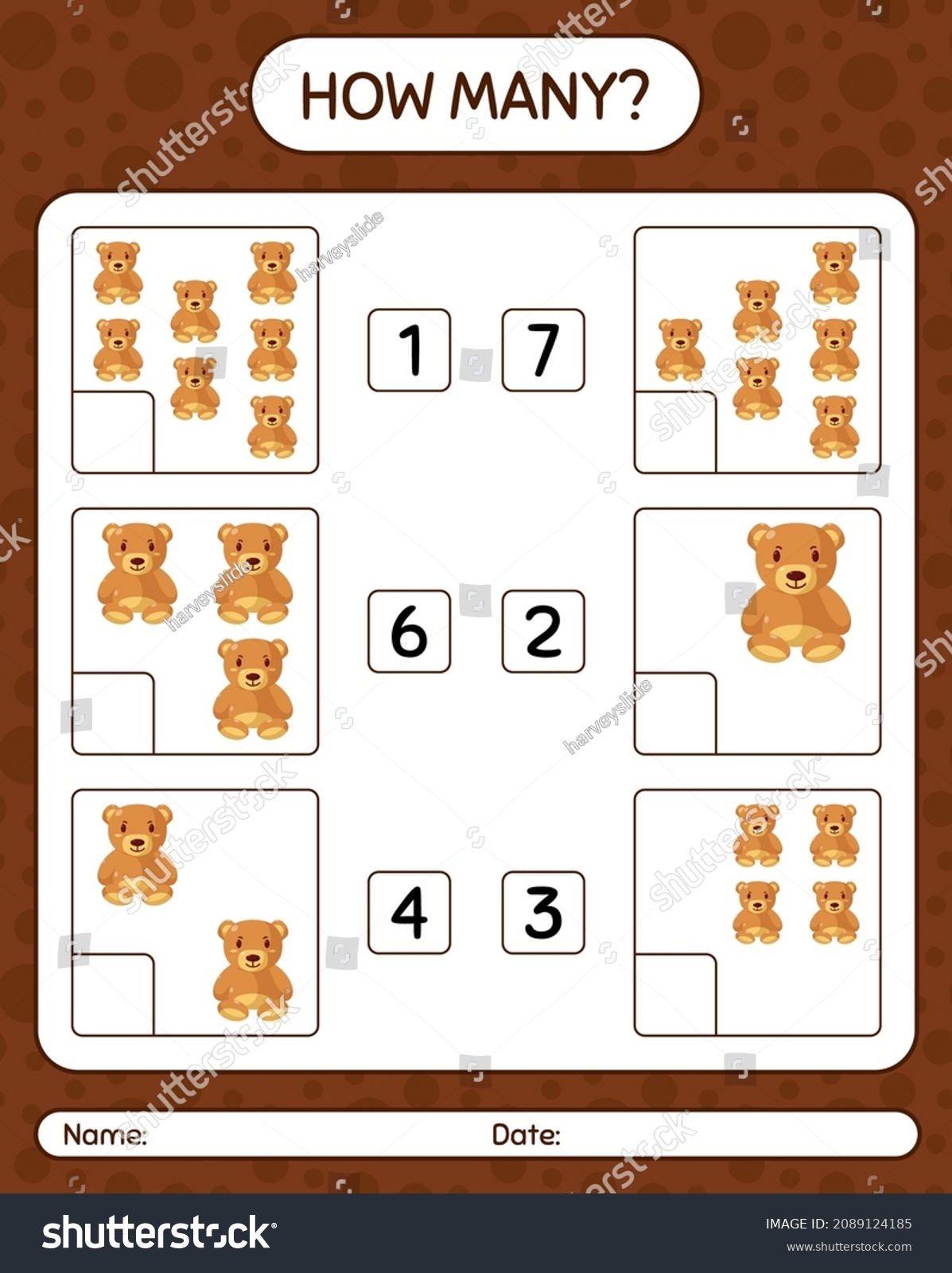 How Many Counting Game Teddy Bear Stock Vector Royalty Free 2089124185 Shutterstock