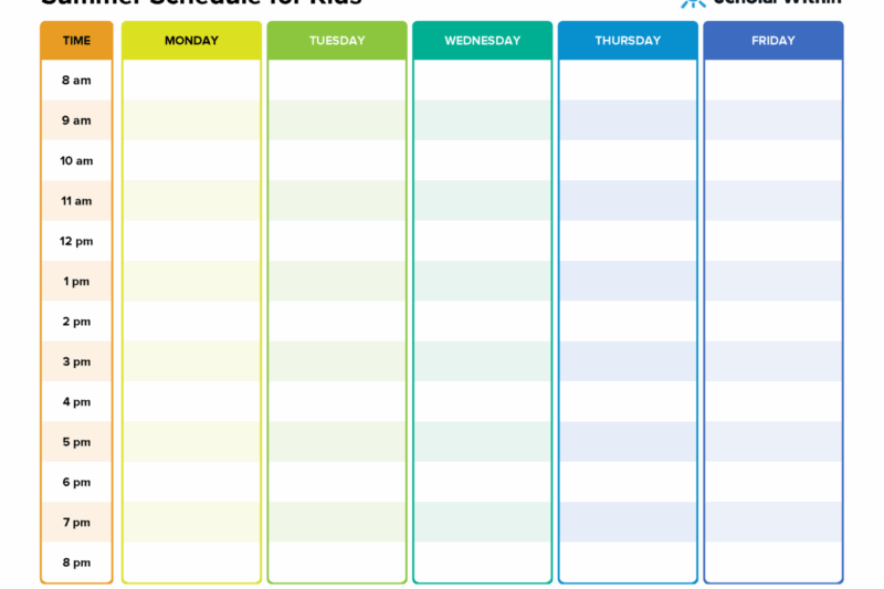 Printable Free Daily Preschool Schedule Template