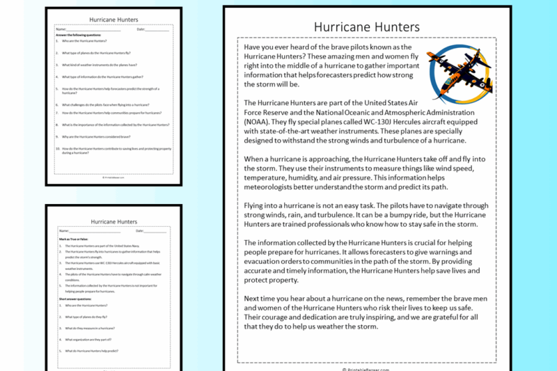 Hurricane Reading Comprehension Worksheet Free Printable