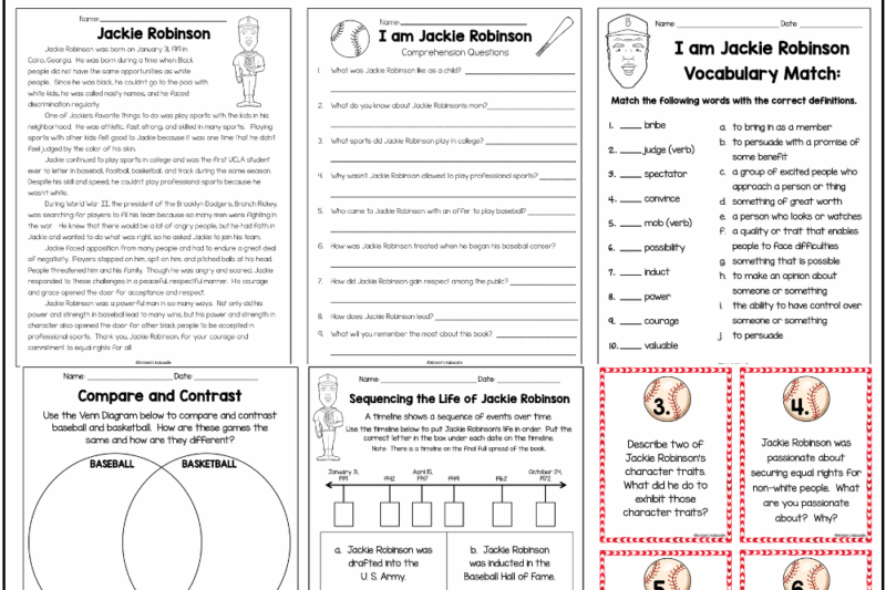 Free Printable Worksheets On Jackie Robinson