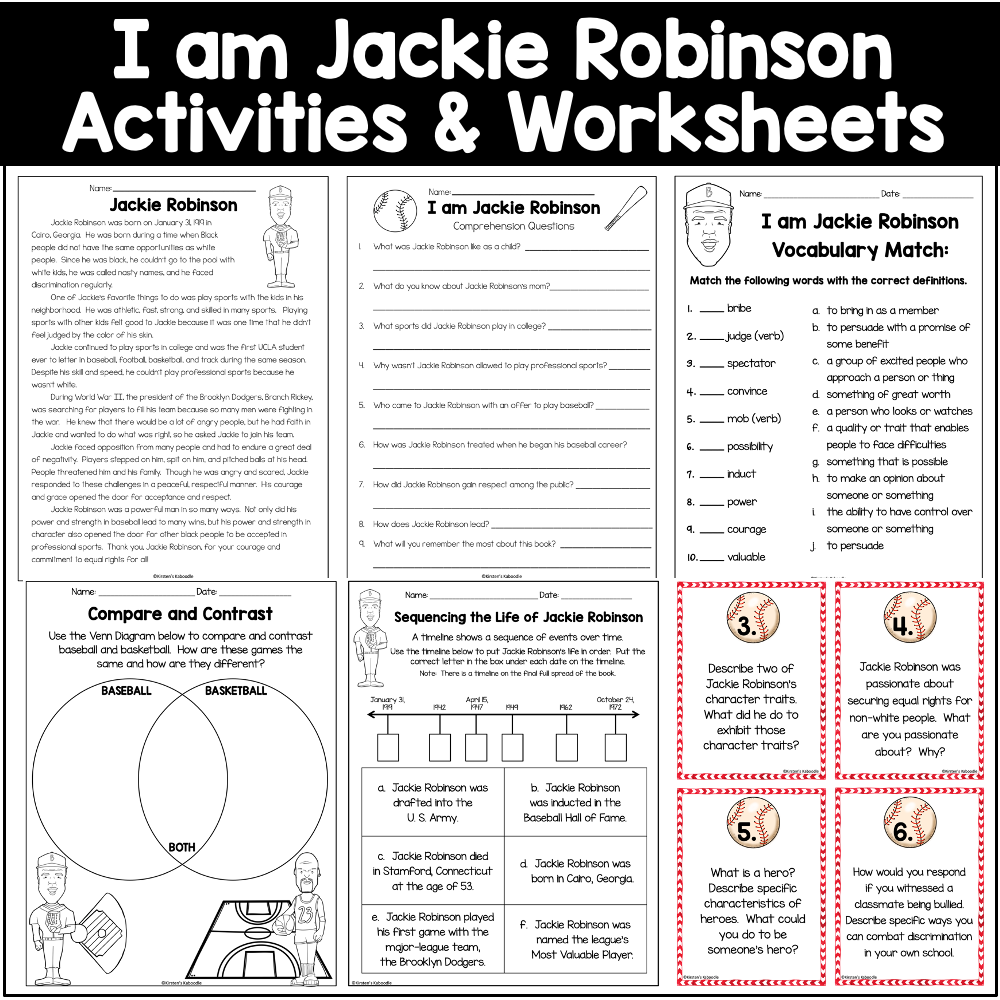 I Am Jackie Robinson Activities Brad Meltzer Literature Unit
