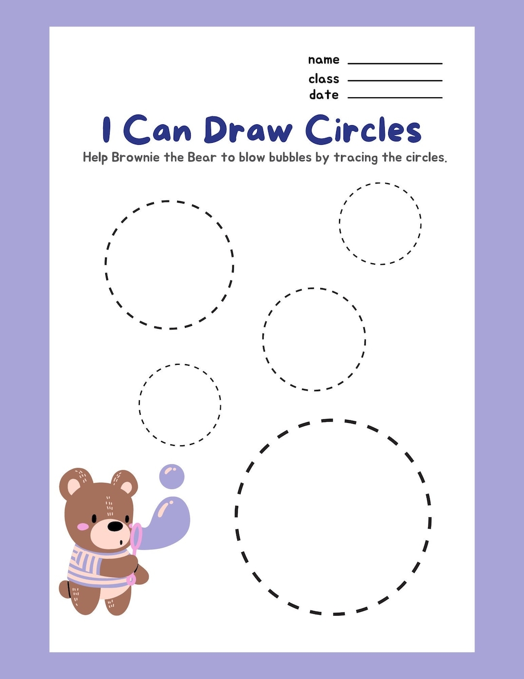 I Can Draw Circles Worksheet Etsy