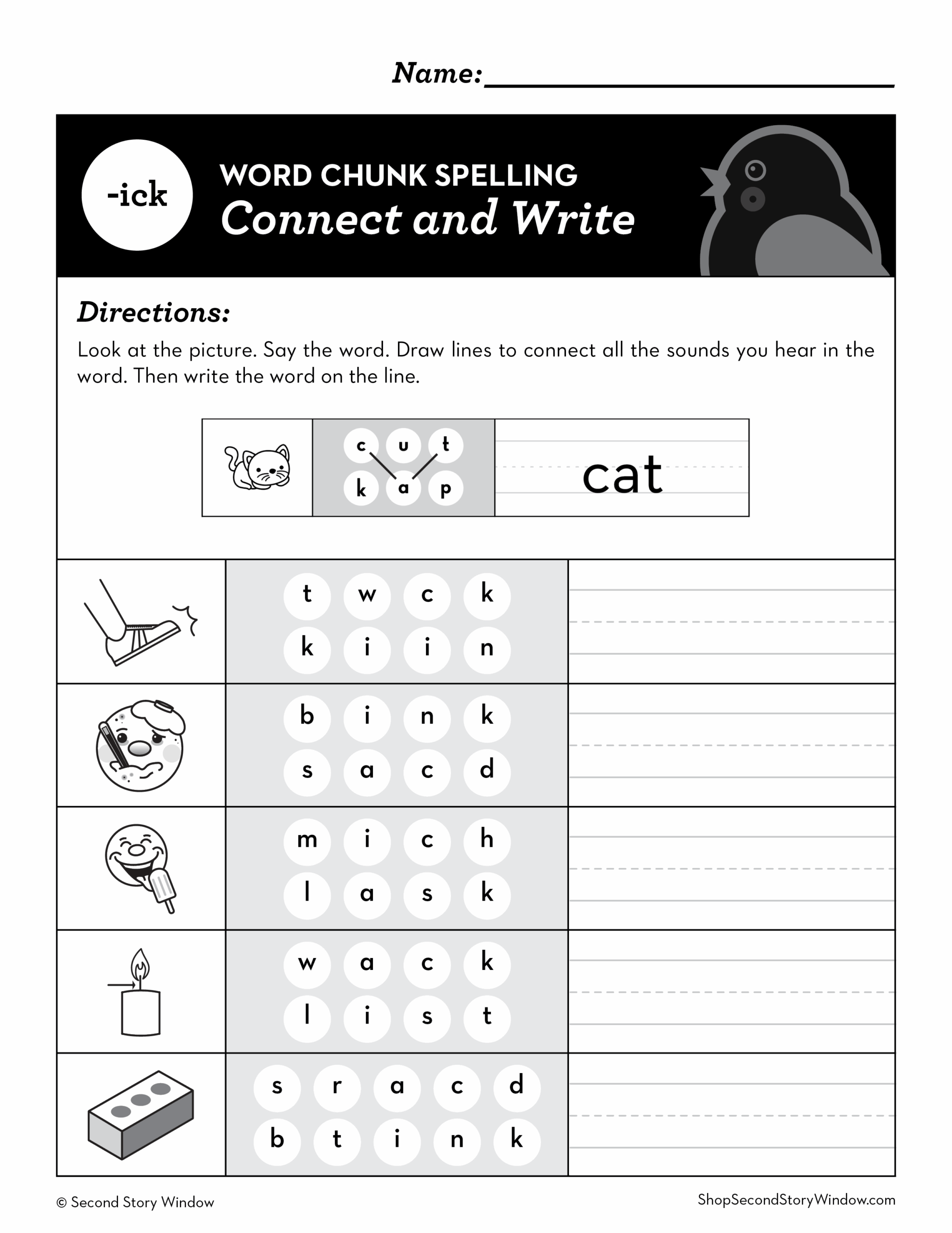  ick Word Family Worksheets No Prep Short Vowel I Ending Digraph Phonics Packet Second Story Window