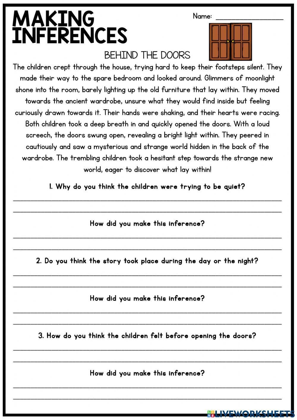 Inferences Worksheet 7 Reading Activity Worksheets Library