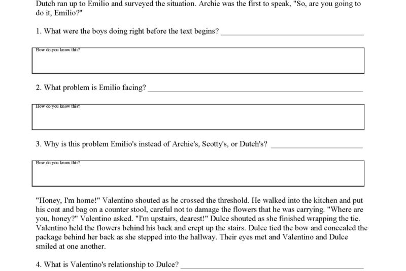 Inference Reading Comprehension Worksheets Pdf