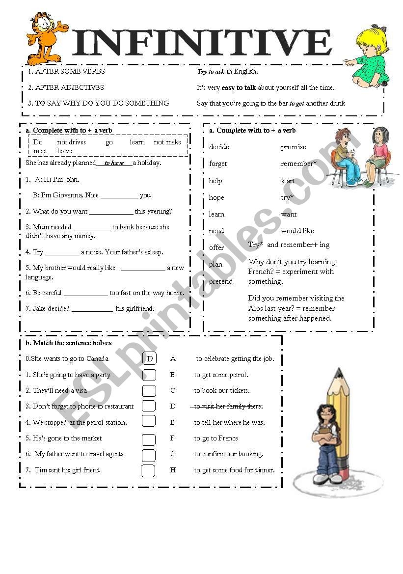 INFINITIVE ESL Worksheet By Pfeltham INFINITIVE ESL Worksheet By Pfeltham