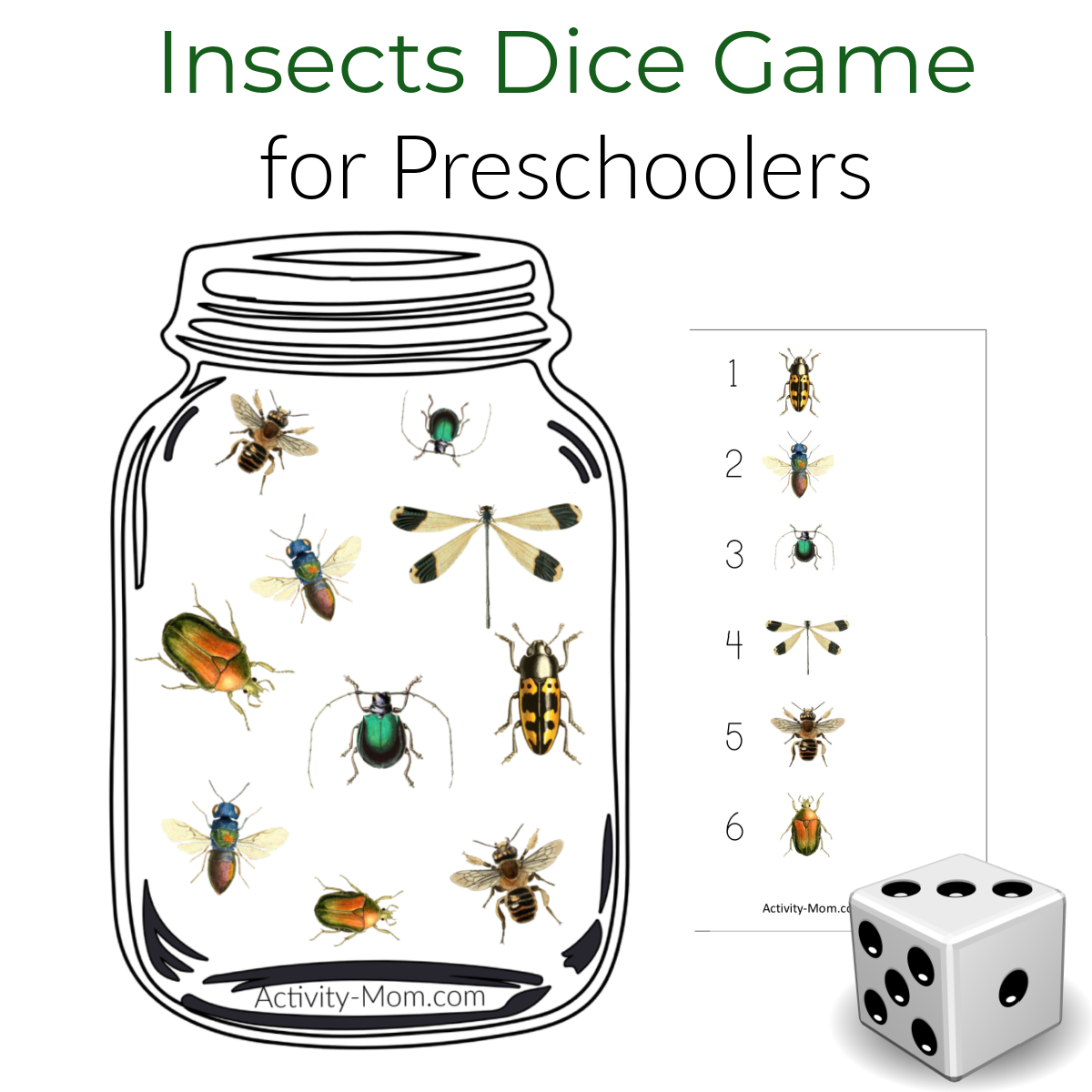 Insect Dice Game free Printable The Activity Mom