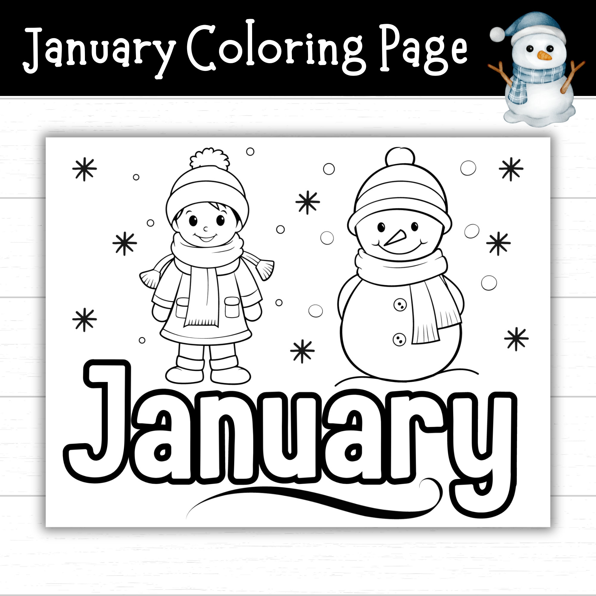 January Coloring Page Month Of January Coloring Page Winter Coloring Pages For Kids Printable Calendar Pages January Activities Etsy UK