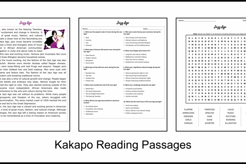 Jazz Reading Comprehension Worksheet
