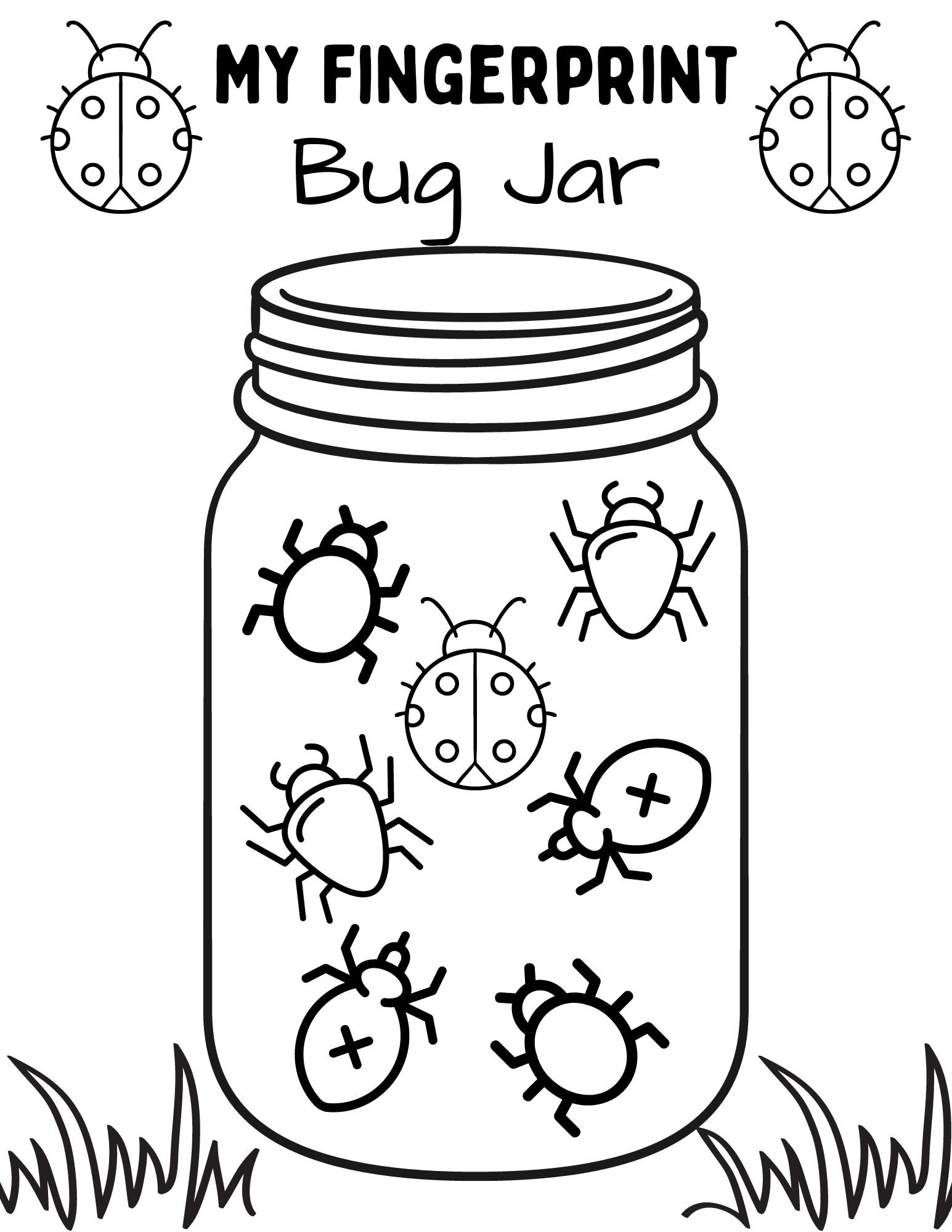 Kids Fingerprint Bug Jar Insect Activity Printable For Preschool Activity Cute Printable Coloring Page For Daycare Classroom Art Etsy