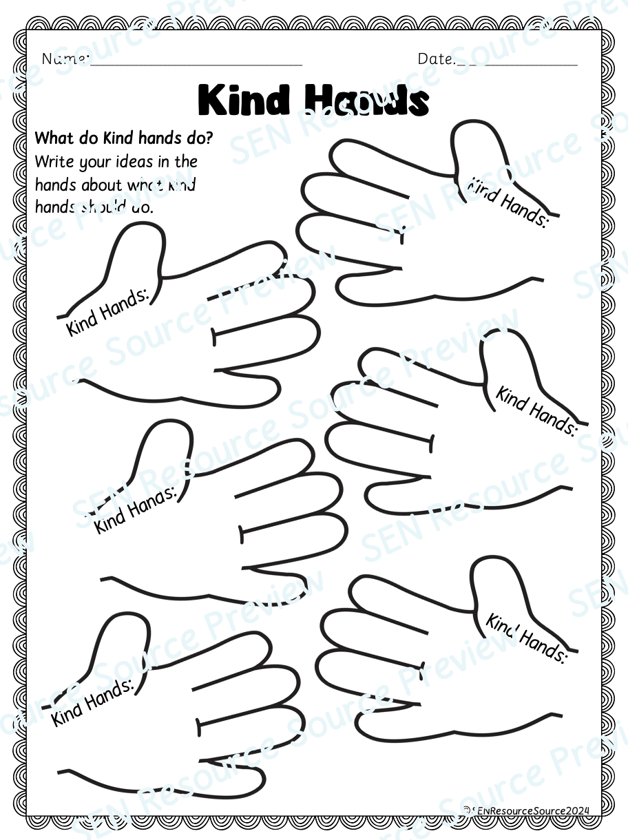 Printable Kindness Worksheets For Kindergarten