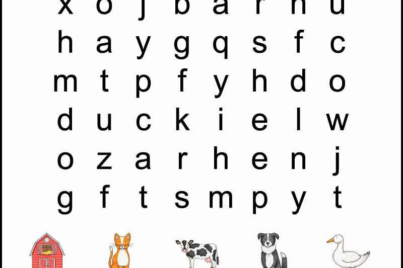 Preschool Word Search Free Printable
