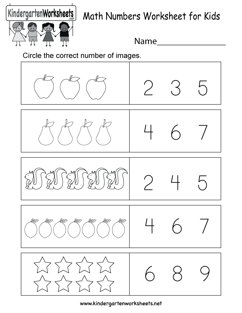 Kindergarten Math Numbers Worksheet For Kids Printable Worksheets Library