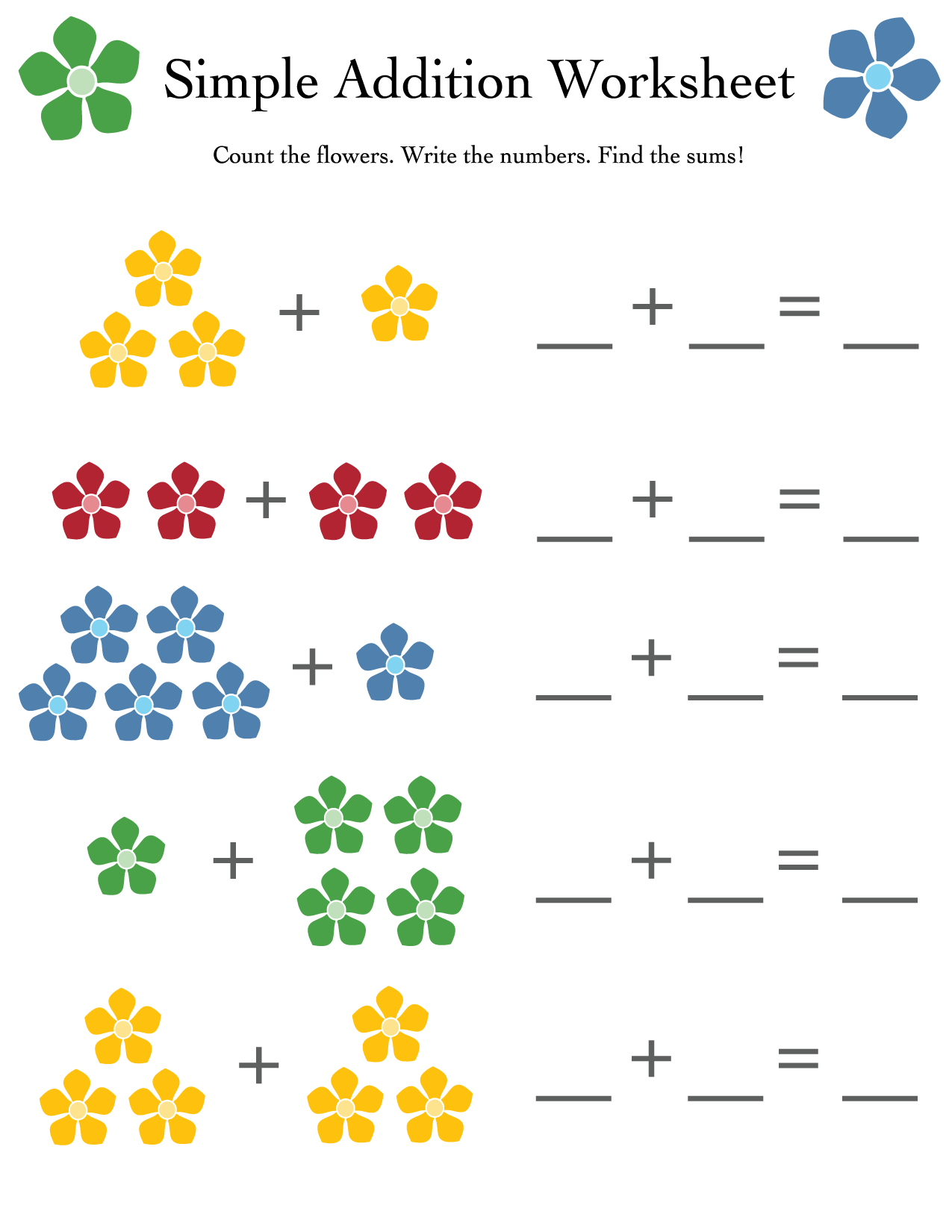 Kindergarten Math Worksheets Printable Addition