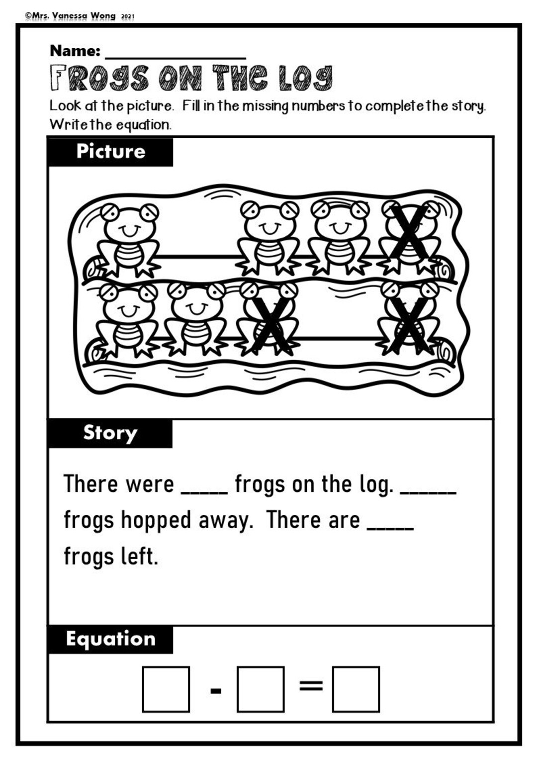 Kindergarten Math Worksheets Subtraction Word Problems Distance Learning Etsy
