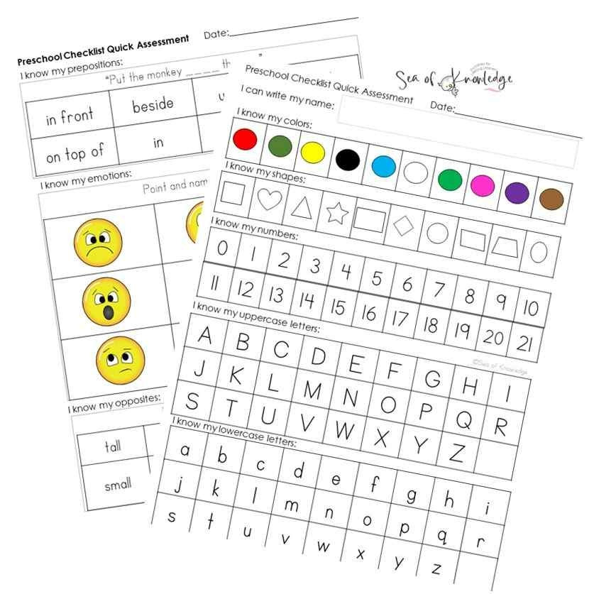 Free Printable Preschool Assessment Tools