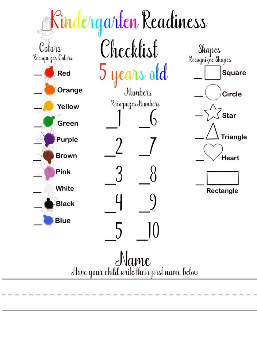 Printable Kindergarten Readiness Worksheets