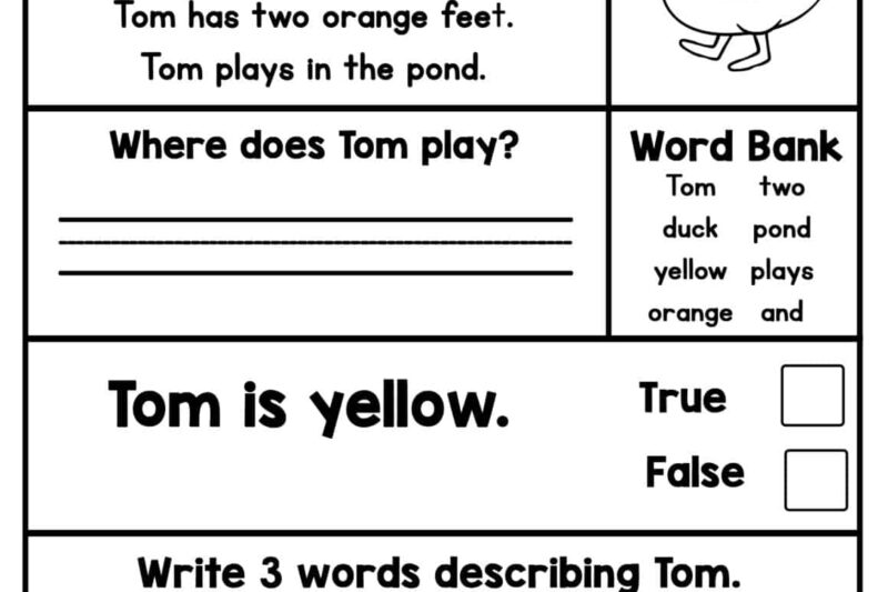 Kindergarten Reading Worksheets Pdf Free
