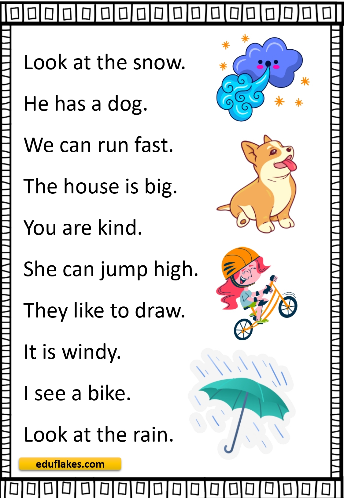 Kindergarten Sight Words Sentences Free PDF Eduflakes