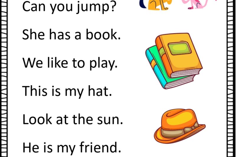 Kindergarten Sight Word Sentences Worksheets Pdf