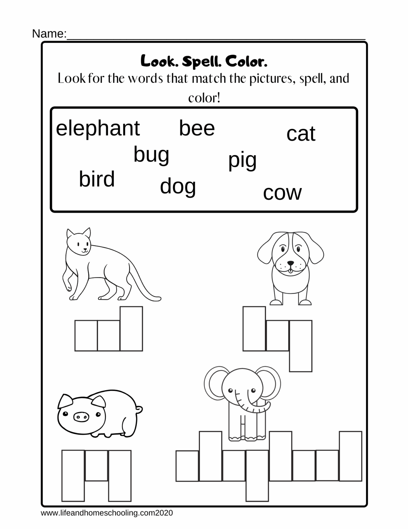 Kindergarten Spelling Worksheet