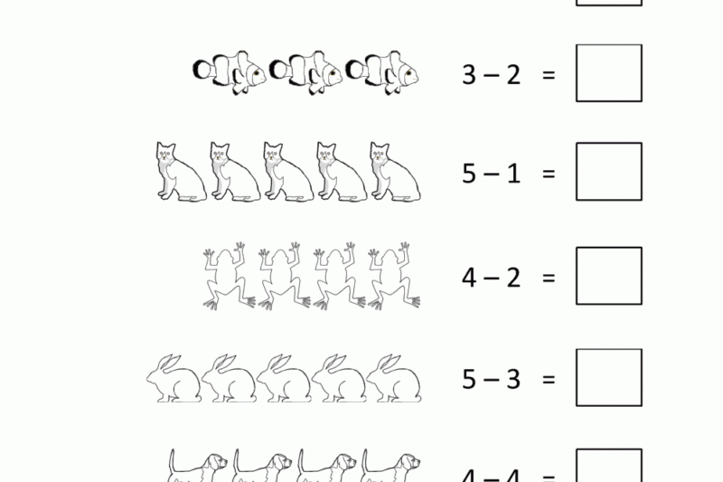 Kindergarten Math Worksheets Subtraction With Pictures