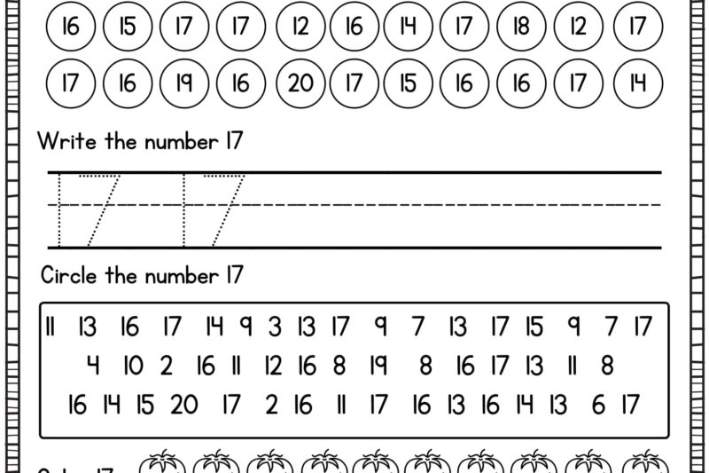 Number 17 Preschool Printables