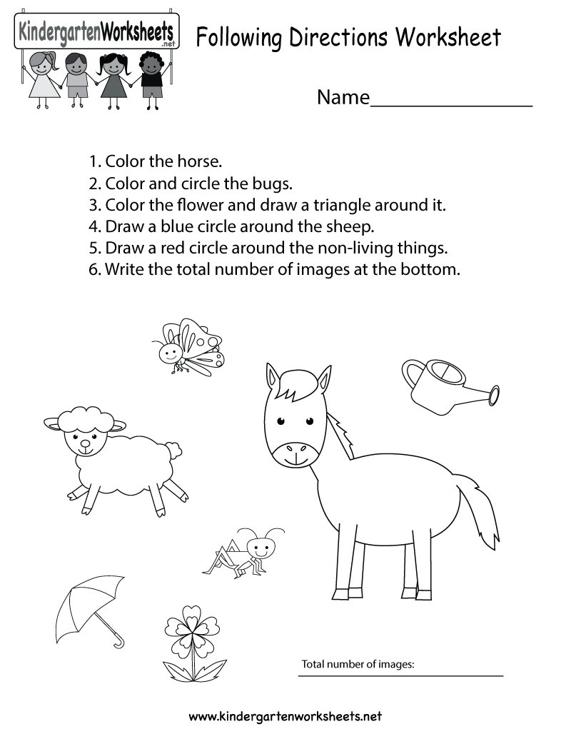 Kindergarten Following Directions Free Worksheets