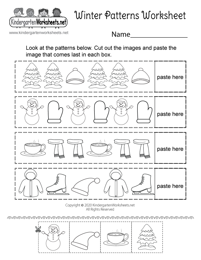 Kindergarten WSheets X We Have A Free Winter Patterns 