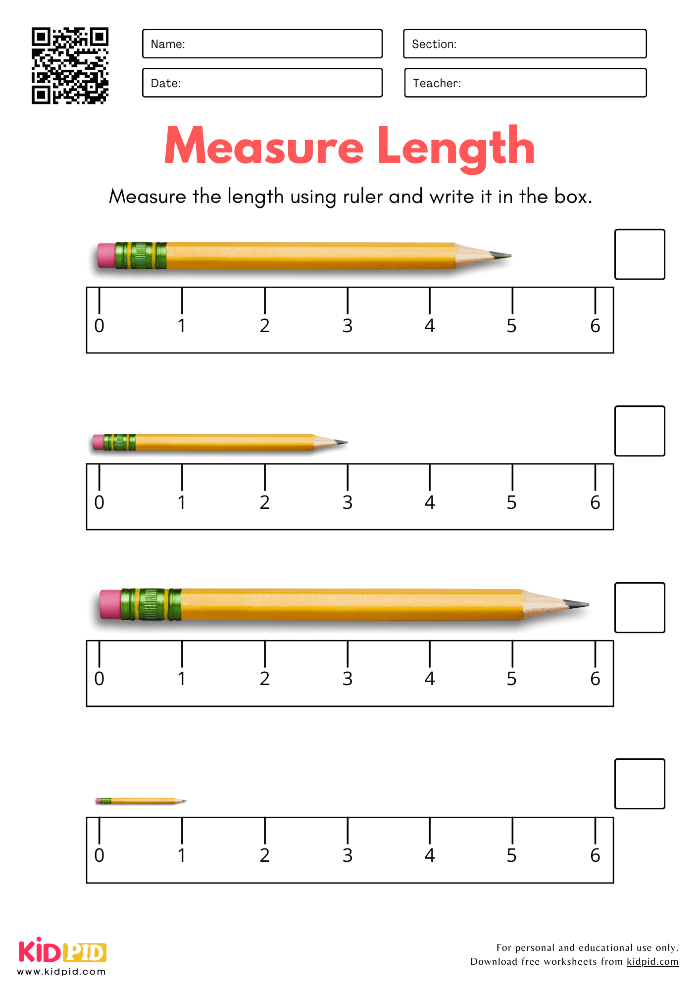 Length And Height Measurement Worksheet For Kindergarten Kidpid